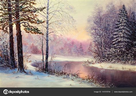 Painting winter forest — Stock Photo © sbelov #141019744