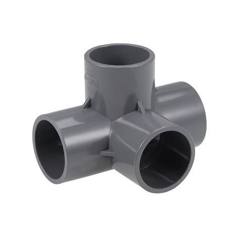 4-Way Elbow PVC Pipe Fitting,Furniture Grade,1-inch Size Tee Corner Fittings Gray 5Pcs - Walmart ...