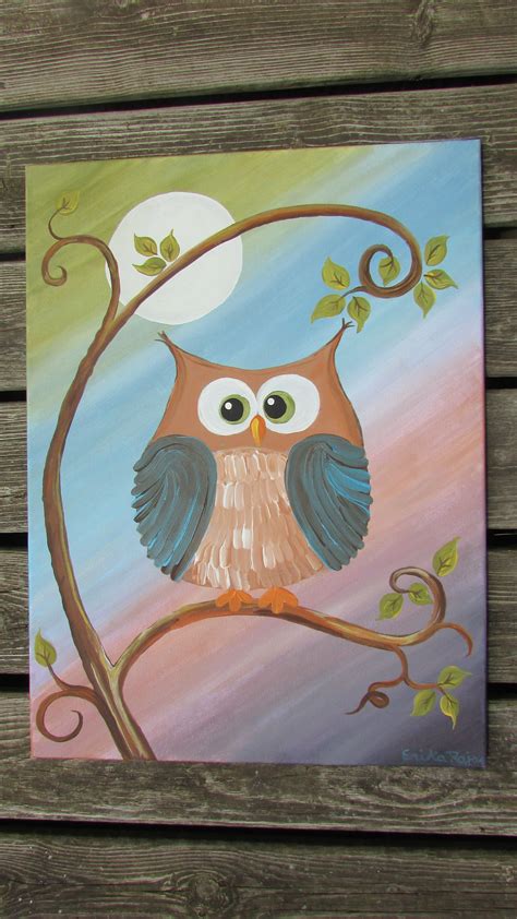 Playful Owl Perched on a Colorful Canvas