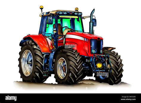 Agricultural tractor illustration color art Stock Photo - Alamy