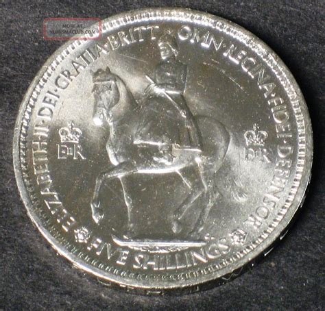 1953 Five Shilling Coronation Of Queen Elizabeth Ii Coin From The United Kingdom