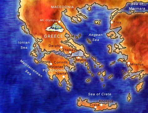 Map Of Ancient Greece For Kids - Map Of The Middle East