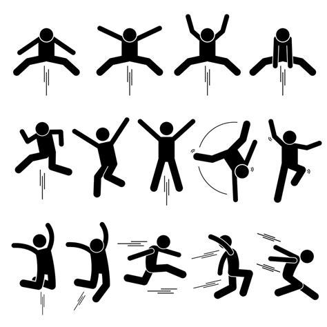 Stick Figure Stickman Stick Man People Person Poses Postures Jump Jumping Hop Hopping Leap ...