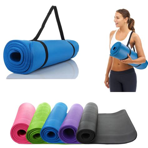 10mm Thick Yoga Mat Exercise Fitness Pilates Camping Gym Meditation Pad Non-Slip ...