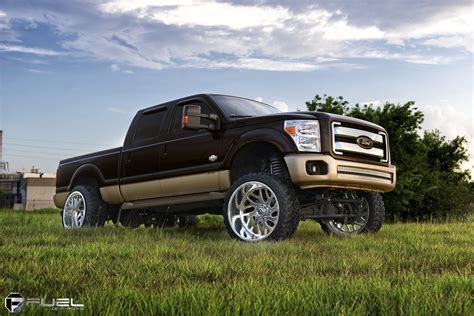 Custom Lift Kit and Chrome Fuel Wheels on Classy Ford F250 Truck Rims, Chevy Trucks, Black Rims ...