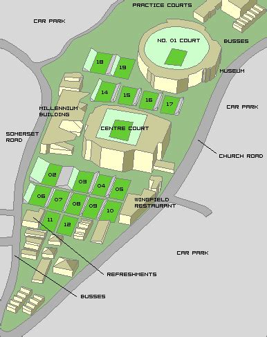 The map of the Wimbledon venue. | Wimbledon, Tennis championships, Lawn tennis