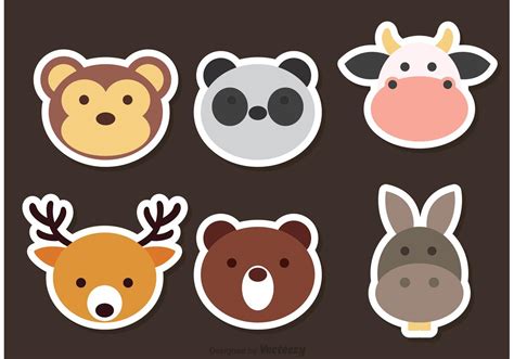 Cute Animal Face Vector Icons 90690 Vector Art at Vecteezy