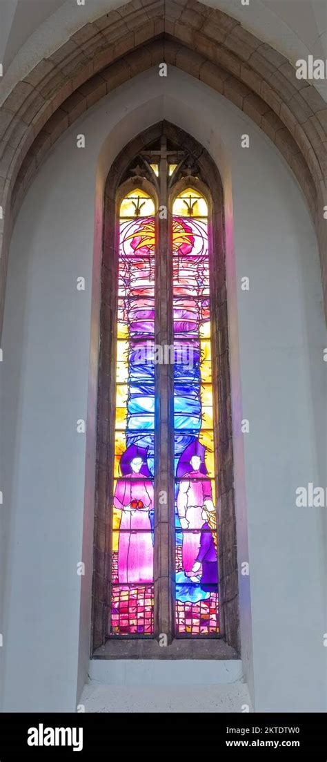 Stained glass window in Guildford Cathedral given by Surrey County Council to commemorate its ...