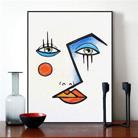 Modern Minimalist Abstract Face Picasso Poster A4 Big Print Wall Art ...