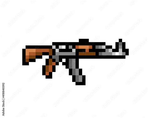 pixel gun ak47 for gaming equipment. Pixel art vector illustration. Stock Vector | Adobe Stock