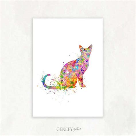 Cat Watercolor Art Print Cat Watercolor Art Painting Cat - Etsy UK