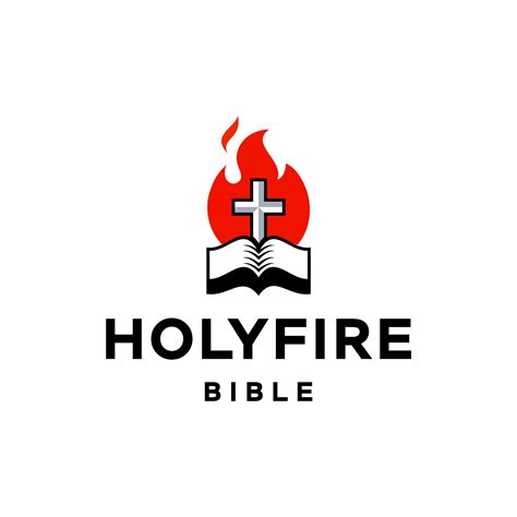 cross, bible and fire icon, Church logo. The open bible and the holy ...