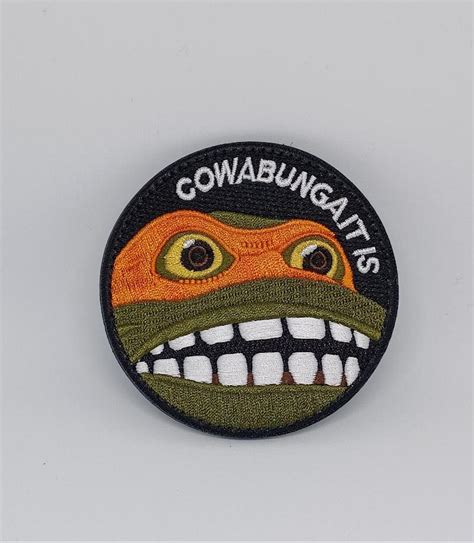 Cowabunga It is Turtle Meme Embroidered Hook & Loop Funny Ninja Morale ...