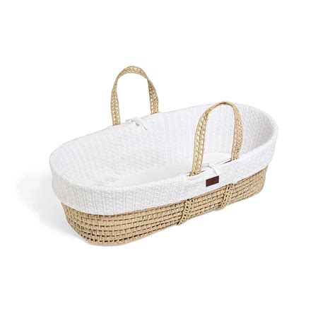 The Little Green Sheep Organic Knitted Moses Basket & Mattress in White ...