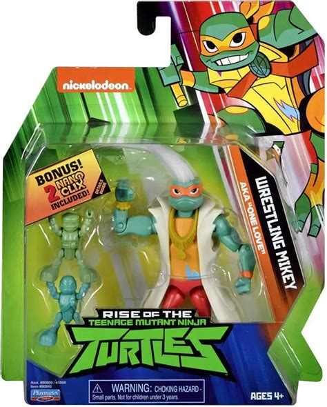 Teenage Mutant Ninja Turtles Nickelodeon Rise of the TMNT Wrestling Mikey 4.5 Action Figure ...