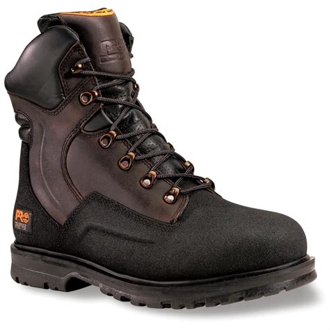 Men's Timberland® Pro® 8" Steel Toe Waterproof PowerWelt Boots, Brown - 183115, Work Boots at ...