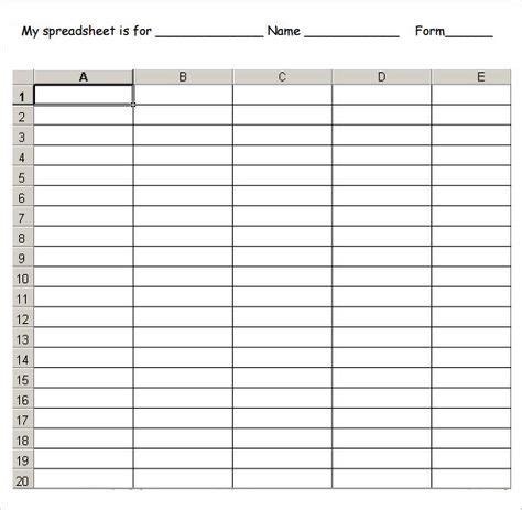 Easy Blank Spreadsheet Template