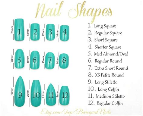 Acrylic Coffin Nail Shape Chart - Tips Color Short Acrylic Nails