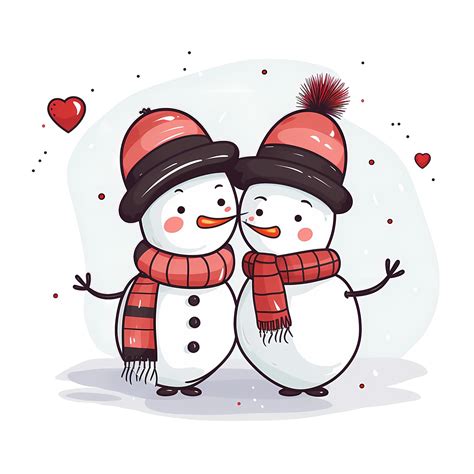 Happy Christmas Snowman PNG Couple Clipart, Cute Christmas Snowman Watercolor Clipart, Christmas ...