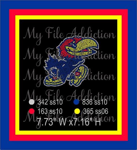 Instant Download Rhinestone SVG EPS Design File Jayhawk Mascot