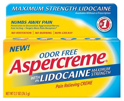 Aspercreme With Lidocaine Pain Relieving Cream, 2.7 Oz.