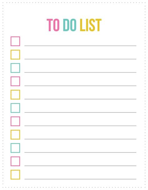 Pretty Printable To Do List