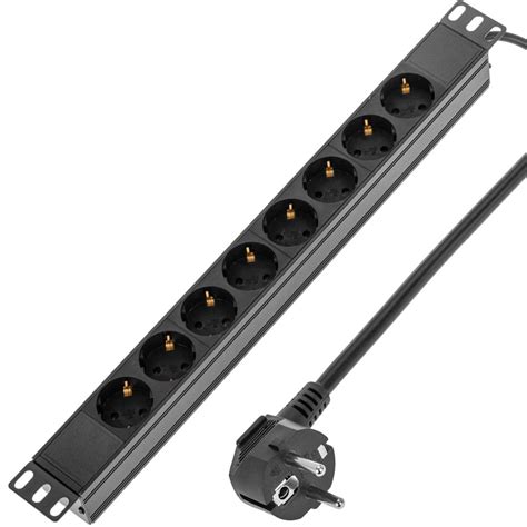 Rack mount PDU Power Distribution Unit 19" 1U 8 Schuko Power Strip - Cablematic