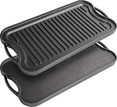 Cast Iron Griddle Plate for Gas Hob and BBQ Griddle pan Double Sided ...