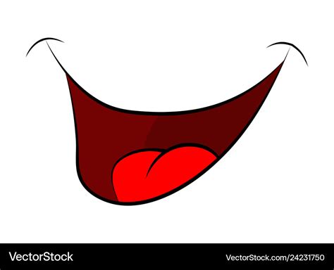 Cartoon smile mouth lips with teeth and tongue Vector Image