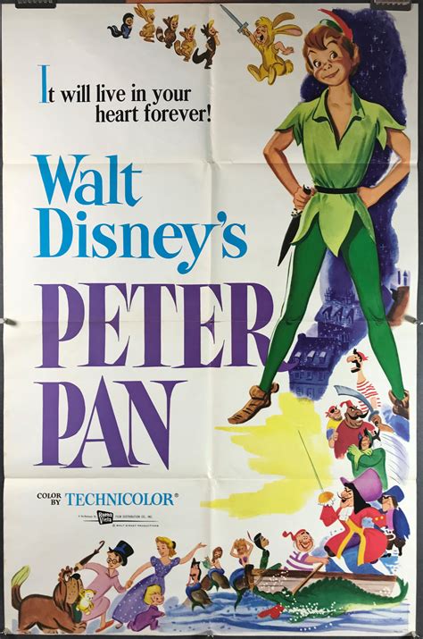 PETER PAN, Original Vintage 1976 Re-Release Disney Movie Poster - Original Vintage Movie Posters