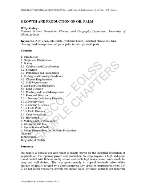 Growth & Production of Oil Palm | PDF | Arecaceae | Trees