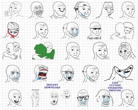 Wojak Face Meme Feels Guy Template SVG PNG Files Cricut Cut - Etsy Israel