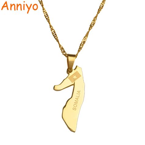 Anniyo Small Size Somalia Map Necklaces for Women/Girl Gold Color Jewelry Soomaaliya Charms ...