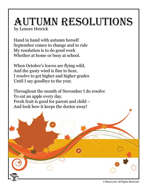 Autumn Resolutions Poem for Kids | Woo! Jr. Kids Activities : Children's Publishing