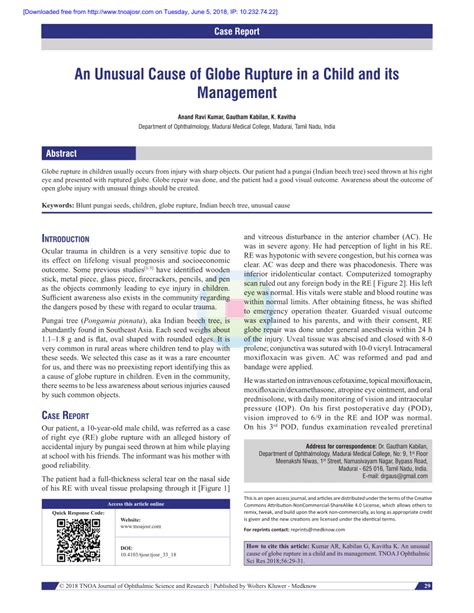 (PDF) An unusual cause of globe rupture in a child and its management