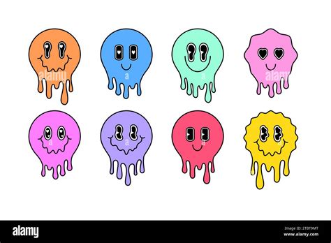 Set of melting emoji in cartoon style Stock Vector Image & Art - Alamy