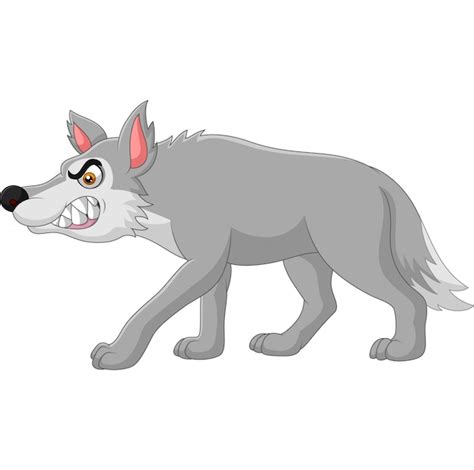 Premium Vector | Cartoon angry wolf isolated on white