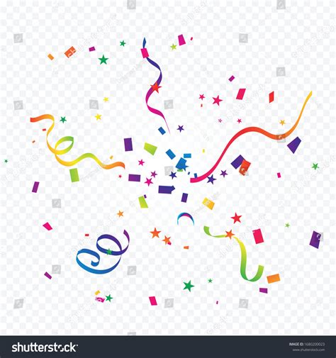 Colorful Confetti Ribbon Falling On Transparent Stock Vector (Royalty ...