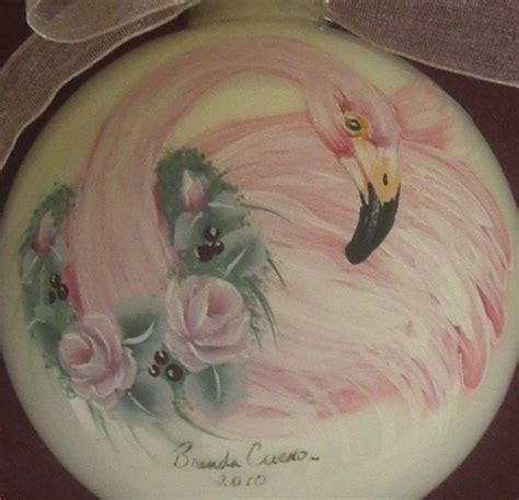 Christmas Ornaments Pink Flamingo Hand Painted Personalization