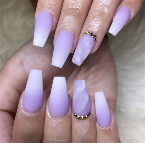 Acrylic Nail Designs Ombre Light Purple Coffin - Tips Color Short ...