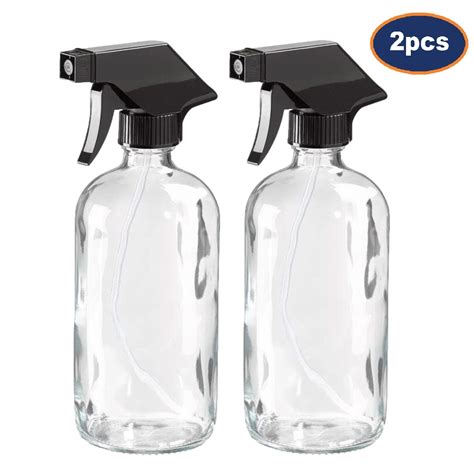 2Pcs 480ml Clear Glass Pump Action Spray Bottle