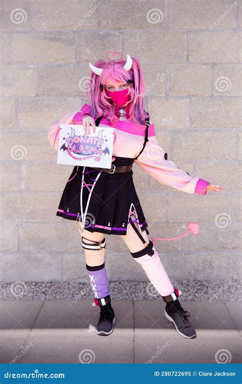 Pretty Girl Anime Character in Pink Cosplay Costume Stock Image - Image ...