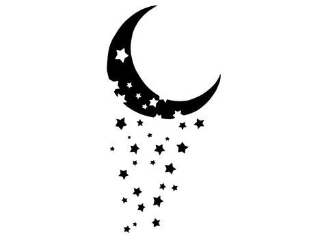 Moon And Stars Clip Art Black And White