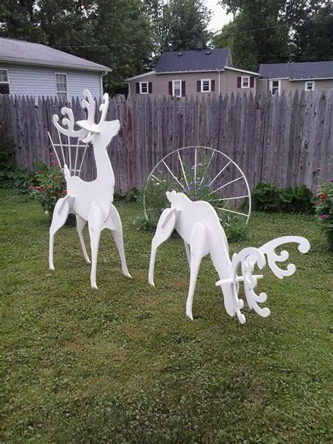 Outdoor White Reindeer Christmas Wood Yard Art lawn Decoration | Etsy