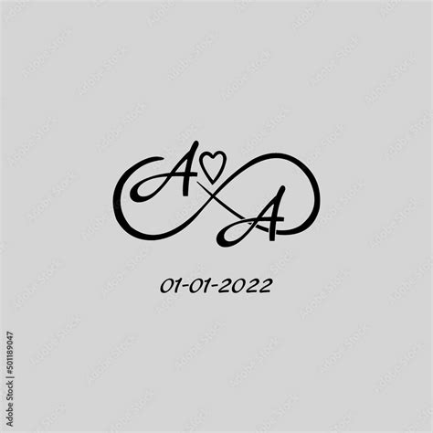 Letter AA logo with infinity and love symbol, elegant cute wedding monogram design Stock Vector ...