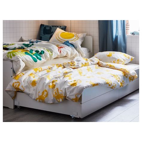 SLÄKT Pull-out bed with storage, white - IKEA