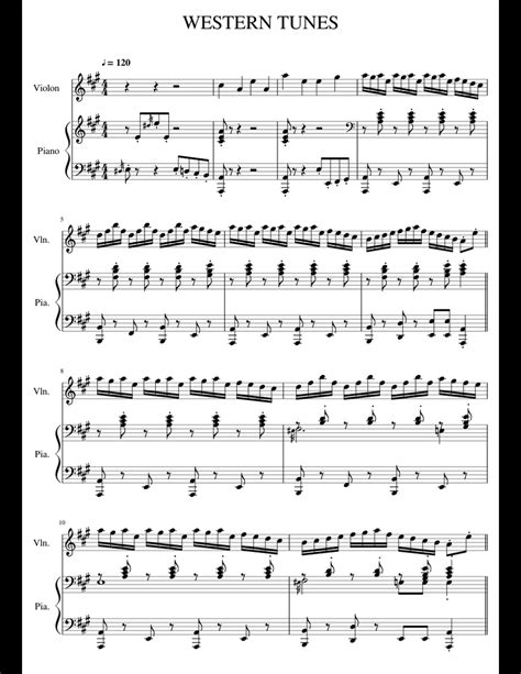 WESTERN TUNES sheet music for Violin, Piano download free in PDF or MIDI