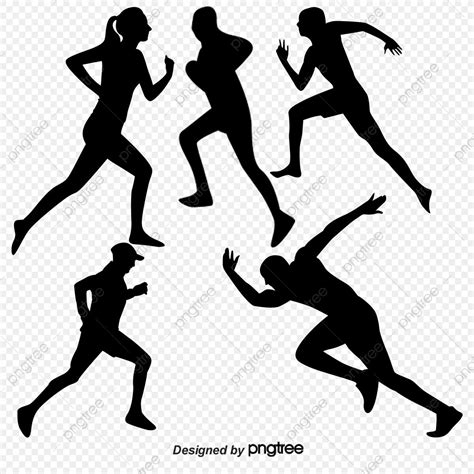 People Running Silhouette PNG Free, Running People Silhouette Vector Material, Running Vector ...