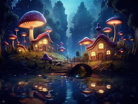 Premium AI Image | Night mushrooms