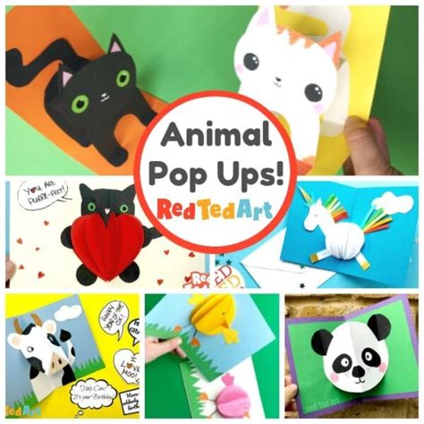 How to make Pop Up Cards with Animals - Red Ted Art